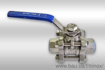 Кран шаровой 3-х сост резьбовой  нержавеющий Dn 32 AISI 304 &mdash; Тринокс